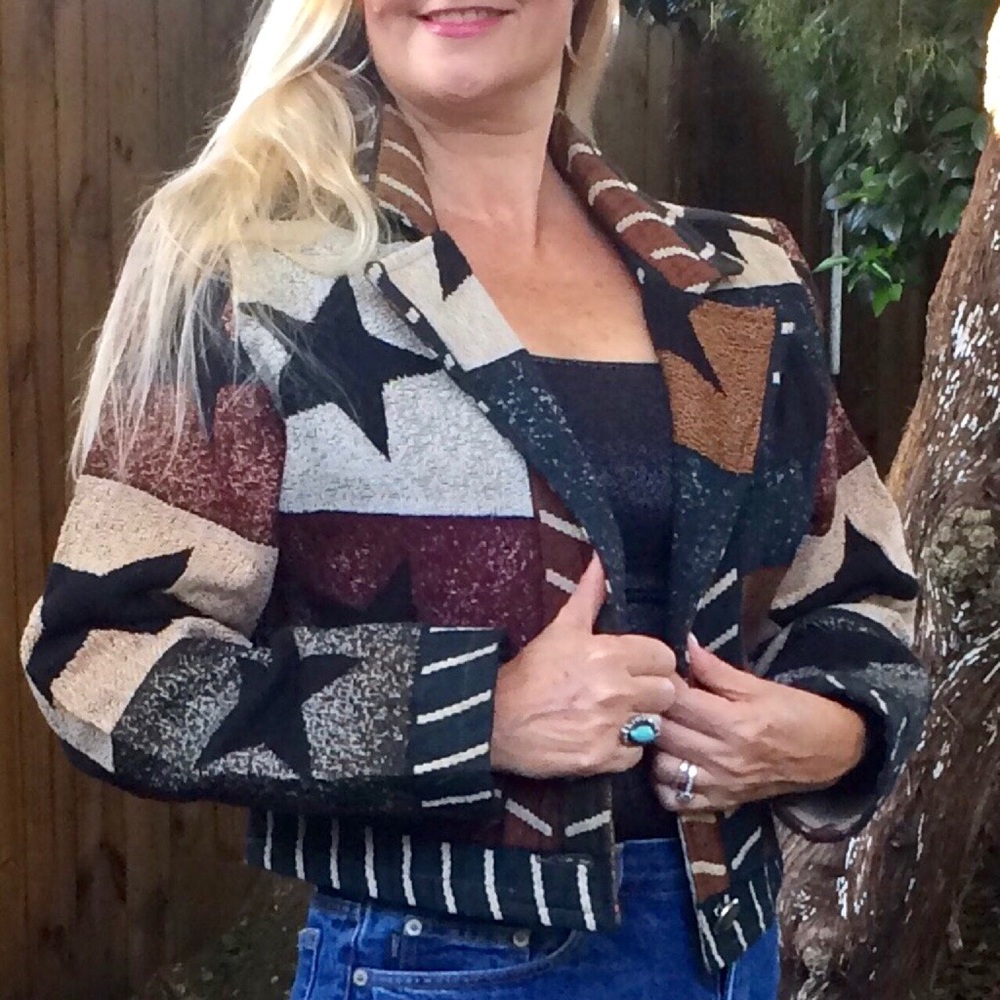 Vintage Tapestry Cropped STAR Jacket!